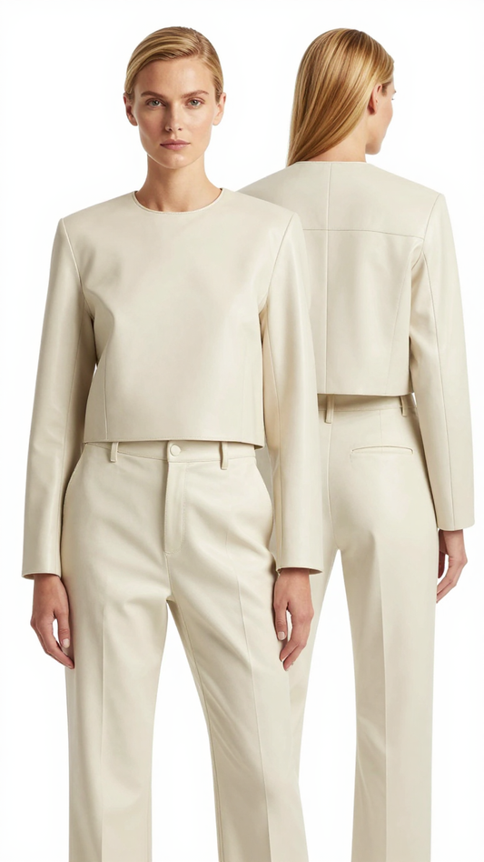 Women’s Minimalist Collarless Cropped Jacket