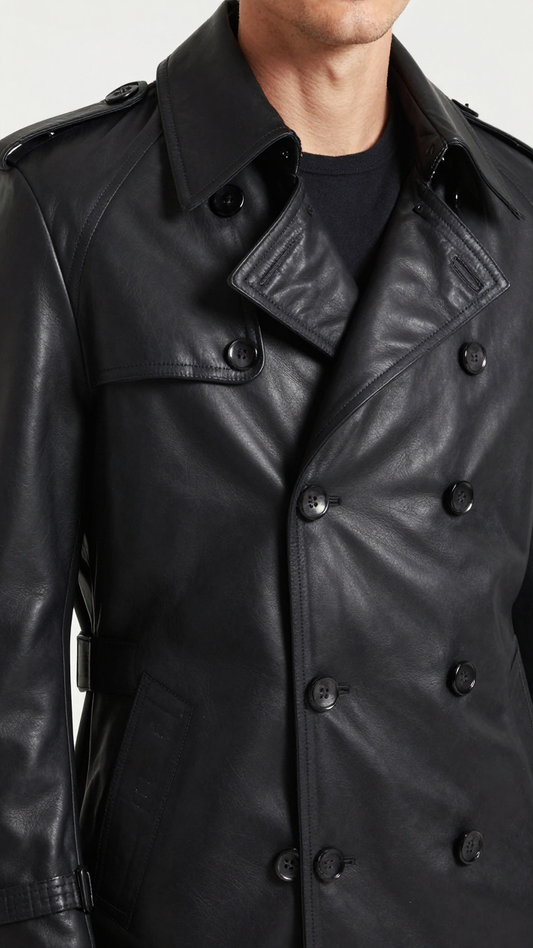 Men’s Maverick Double Breasted Trench leather tie belt