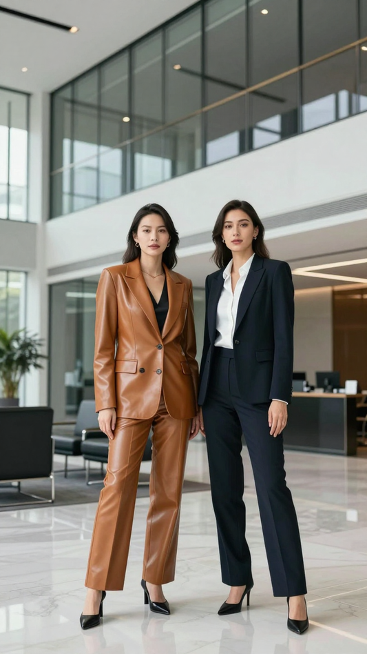 Women’s Tailored Camel Leather Blazer