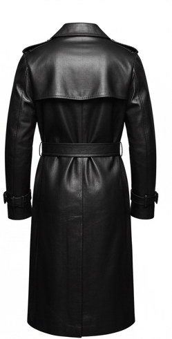 women’s Black Leather Trench Coat