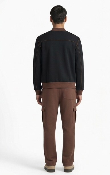 Men’s Black Scuba Bomber Jacket  Modern Lightweight Zip-Up