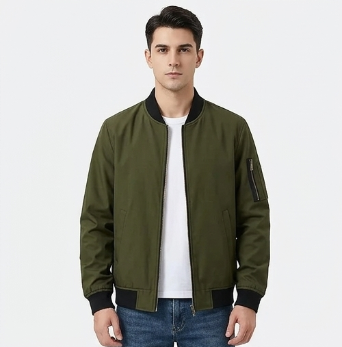 Men’s Classic Bomber Jacket Lightweight Zip-Up Casual Outerwear