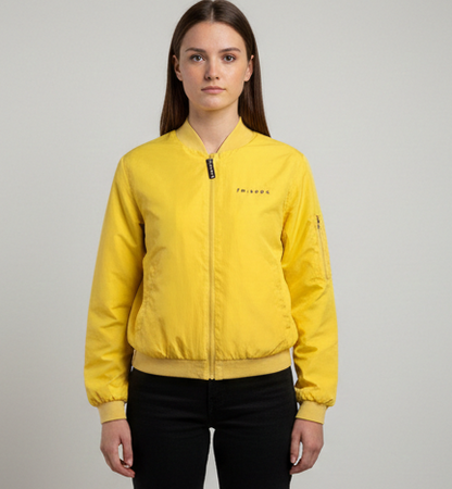 Friends TV Show Yellow Bomber Jacket XL Central Perk Zip-Up