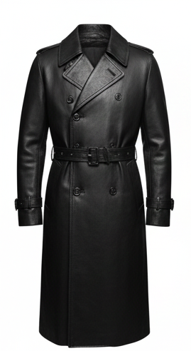 women’s Black Leather Trench Coat