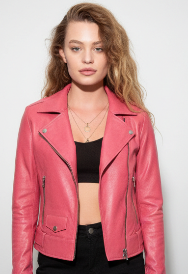 Barbie Pink Leather Jacket for Women