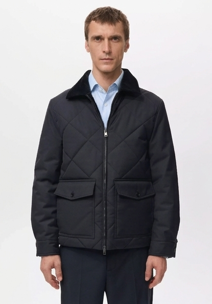 Men's Quilted Water Repellent Jacket Diamond Stitch with Corduroy Collar