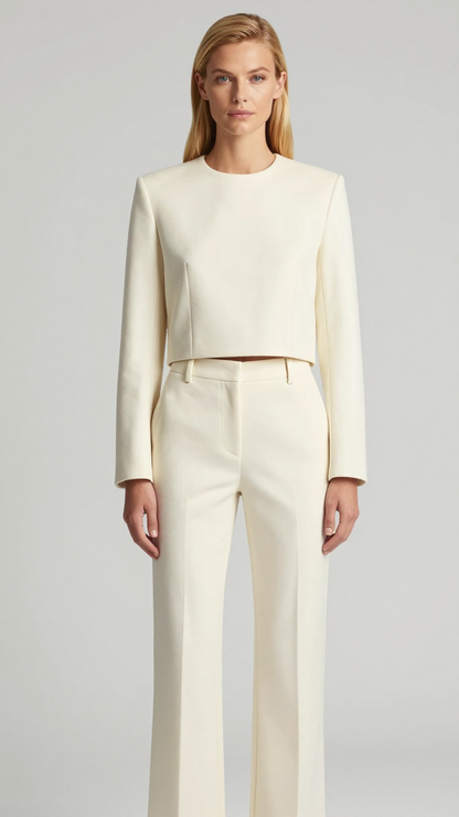 Women’s Minimalist Collarless Cropped Jacket