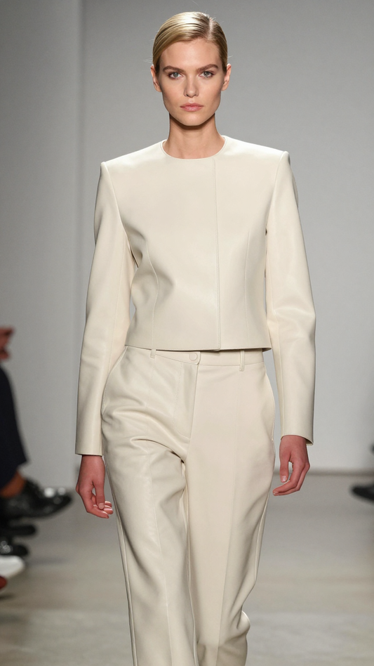 Women’s Minimalist Collarless Cropped Jacket