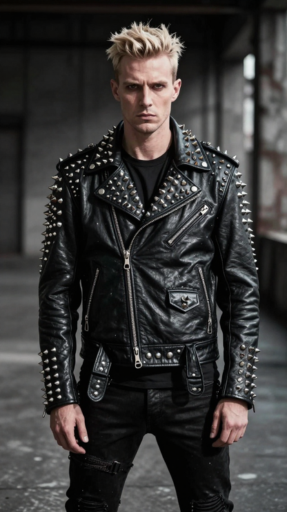 Men’s Gothic Punk Heavy Studded Biker