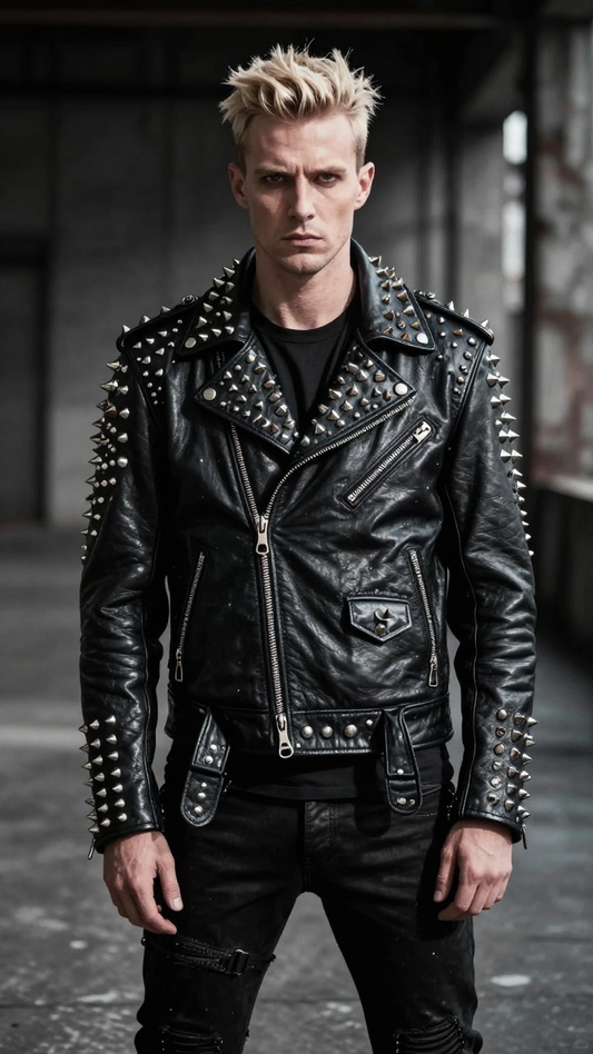 Men’s Gothic Punk Heavy Studded Biker