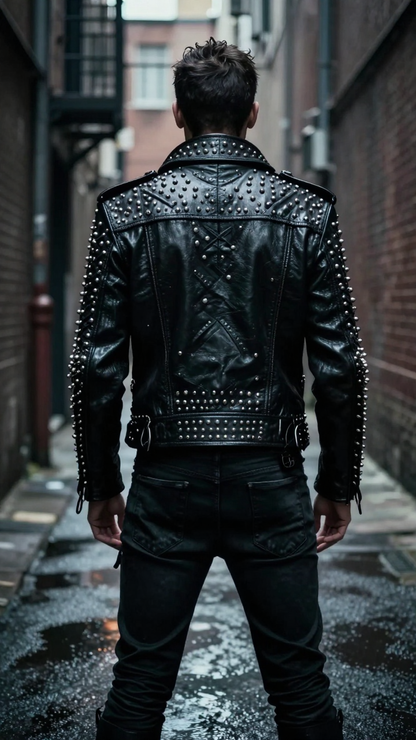 Men’s Gothic Punk Heavy Studded Biker
