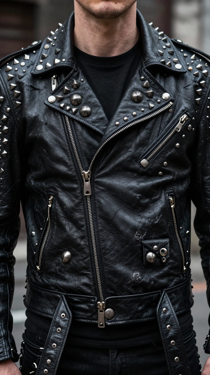 Men’s Gothic Punk Heavy Studded Biker