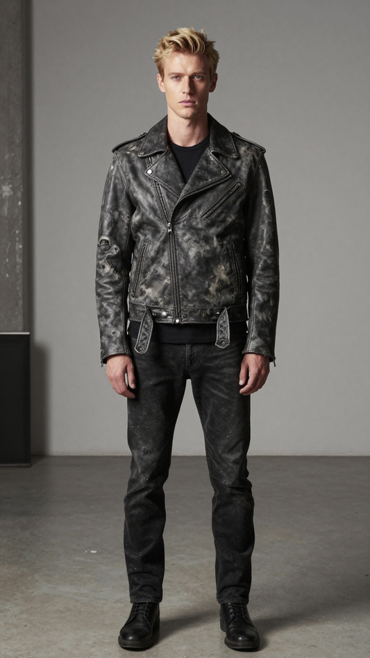 Men’s Obsidian Distressed Vintage Biker