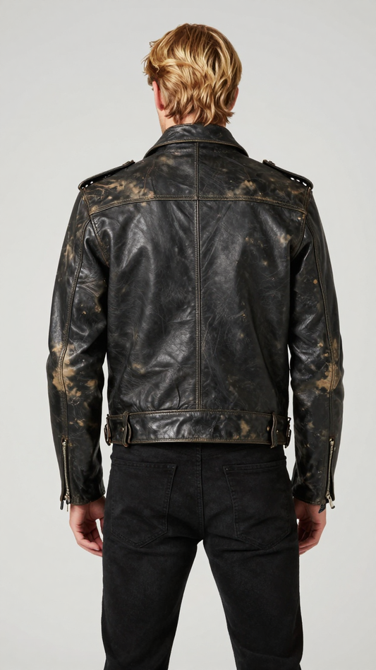 Men’s Obsidian Distressed Vintage Biker