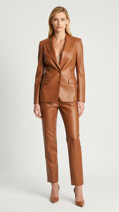Women’s Tailored Camel Leather Blazer