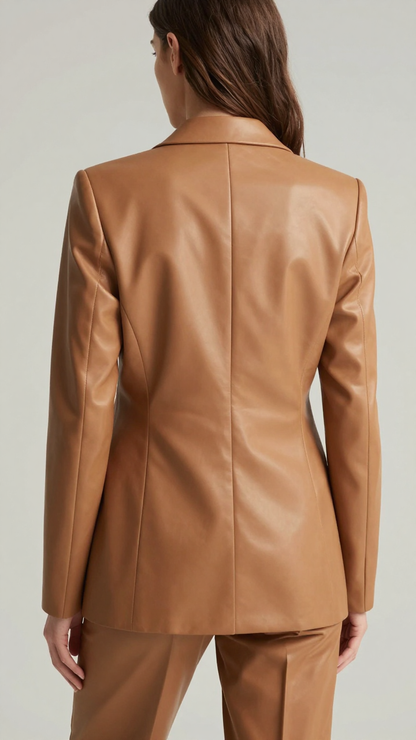 Women’s Tailored Camel Leather Blazer