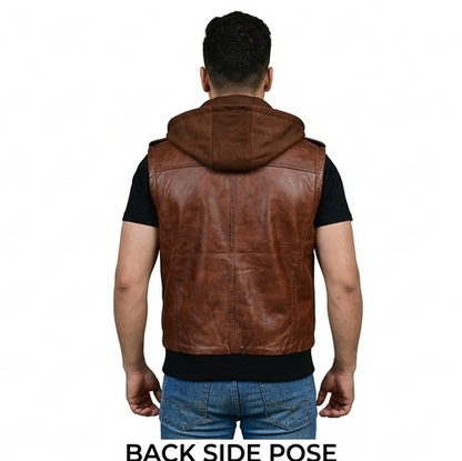 Men's 3 in 1 Hooded Leather Bomber Jacket