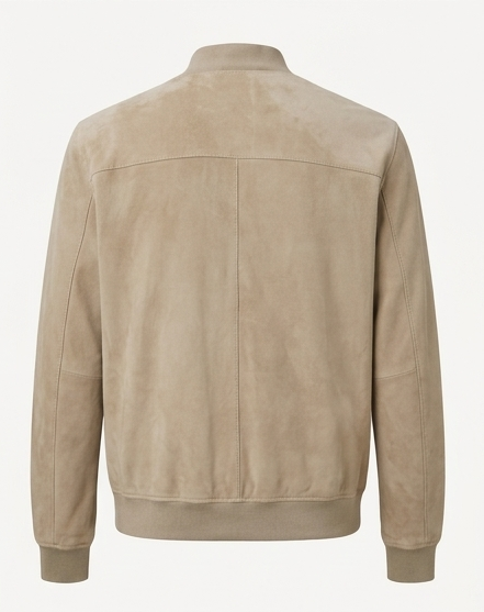 Men’s Premium Suede Bomber Jacket Luxury Goat Suede Leather in Dune Brown