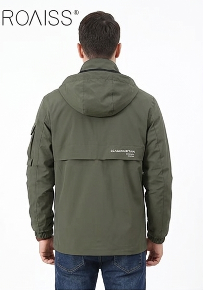 Men’s Windproof Waterproof Jacket Hooded Multi-Pocket Outdoor Coat