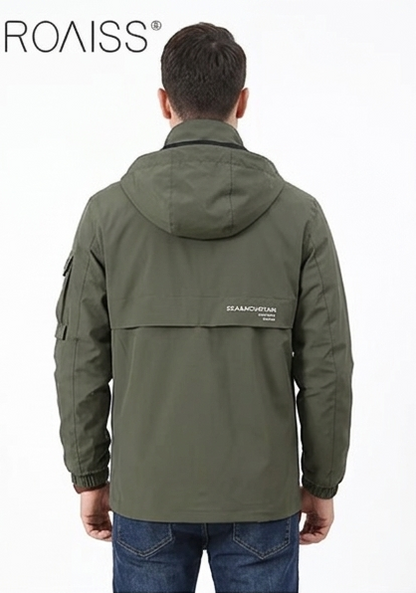 Men’s Windproof Waterproof Jacket Hooded Multi-Pocket Outdoor Coat