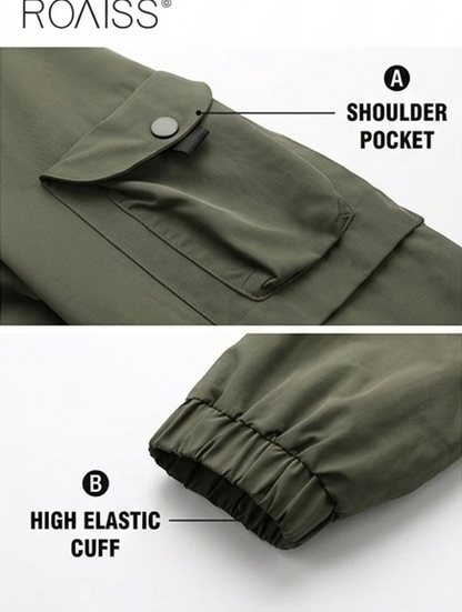 Men’s Windproof Waterproof Jacket Hooded Multi-Pocket Outdoor Coat