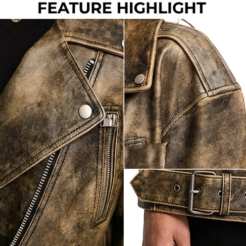 Women's Oversized Brown Biker Aviator Coats Genuine Leather