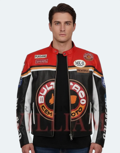 Men’s Cafe Racer Biker Jacket  Lightweight Leather