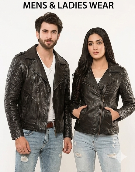 Men's Biker Leather Jacket Genuine Sheepskin Motorcycle Style