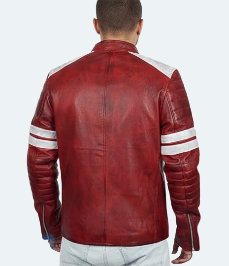 Fight Club Tyler Durden Red Leather Jacket for Men