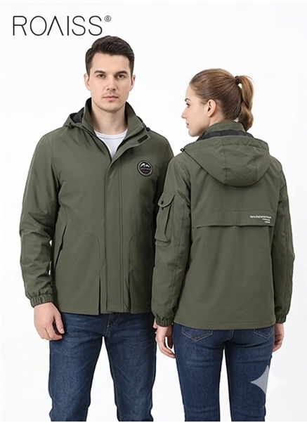 Men’s Windproof Waterproof Jacket Hooded Multi-Pocket Outdoor Coat