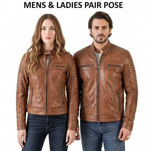 Men's Cafe Racer Biker Jacket Jild Lambskin Leather Slim Fit