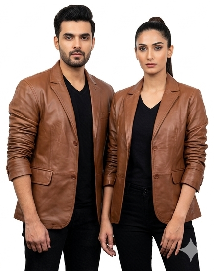 Men's 2 Button Lambskin Leather Blazer Soft Finish