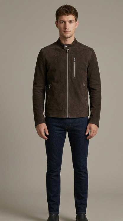 Men’s Henrik Espresso Suede Cafe Racer