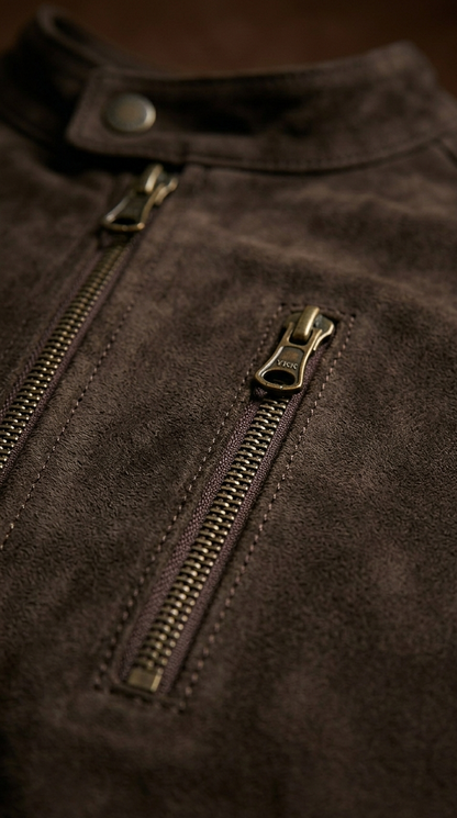 Men’s Henrik Espresso Suede Cafe Racer