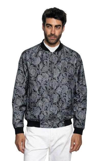 Men’s Luxury Silk Bomber Jacket Premium Designer Outerwear