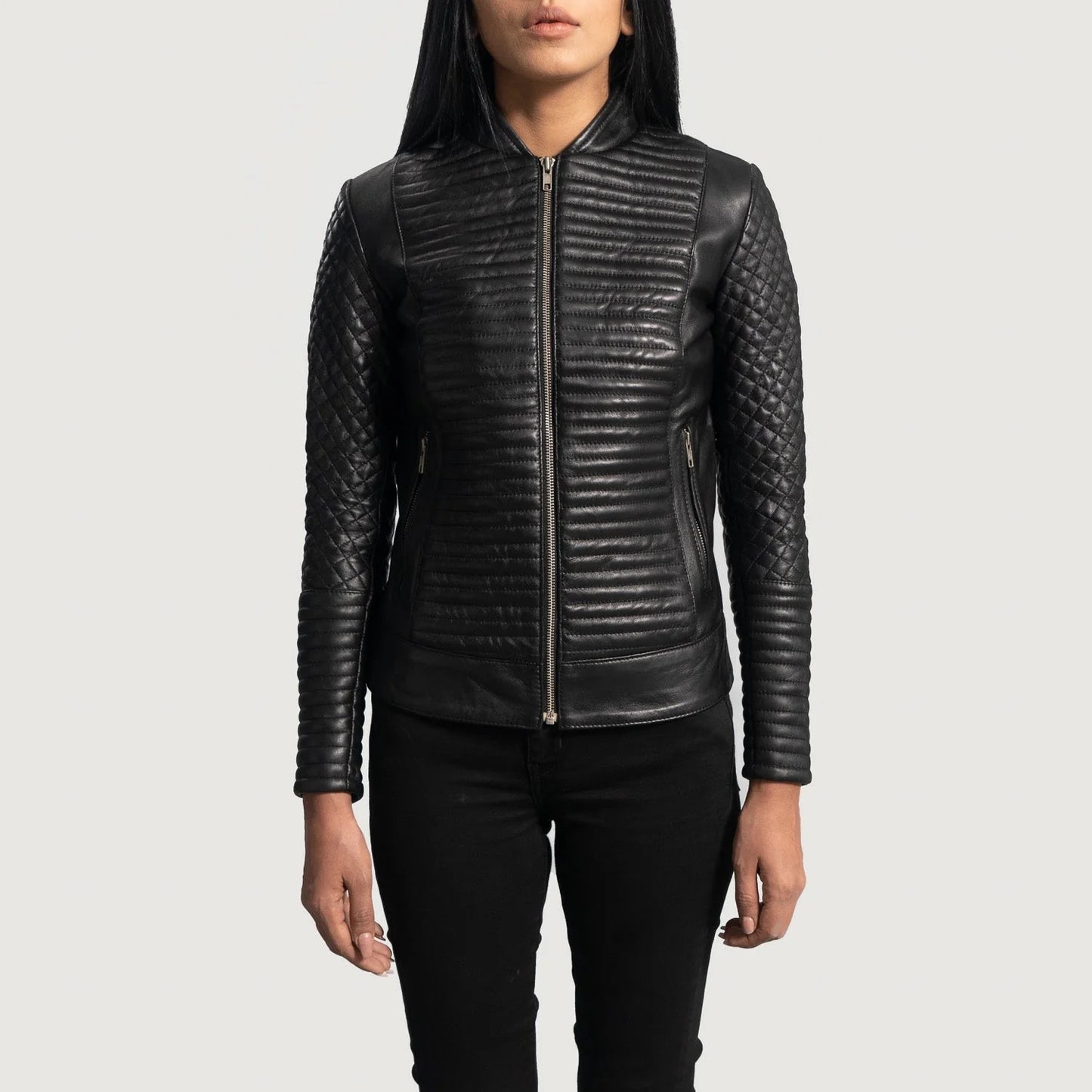 Men's Black Biker Leather Jacket Premium Cityscape