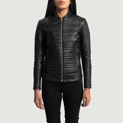 Men's Black Biker Leather Jacket Premium Cityscape