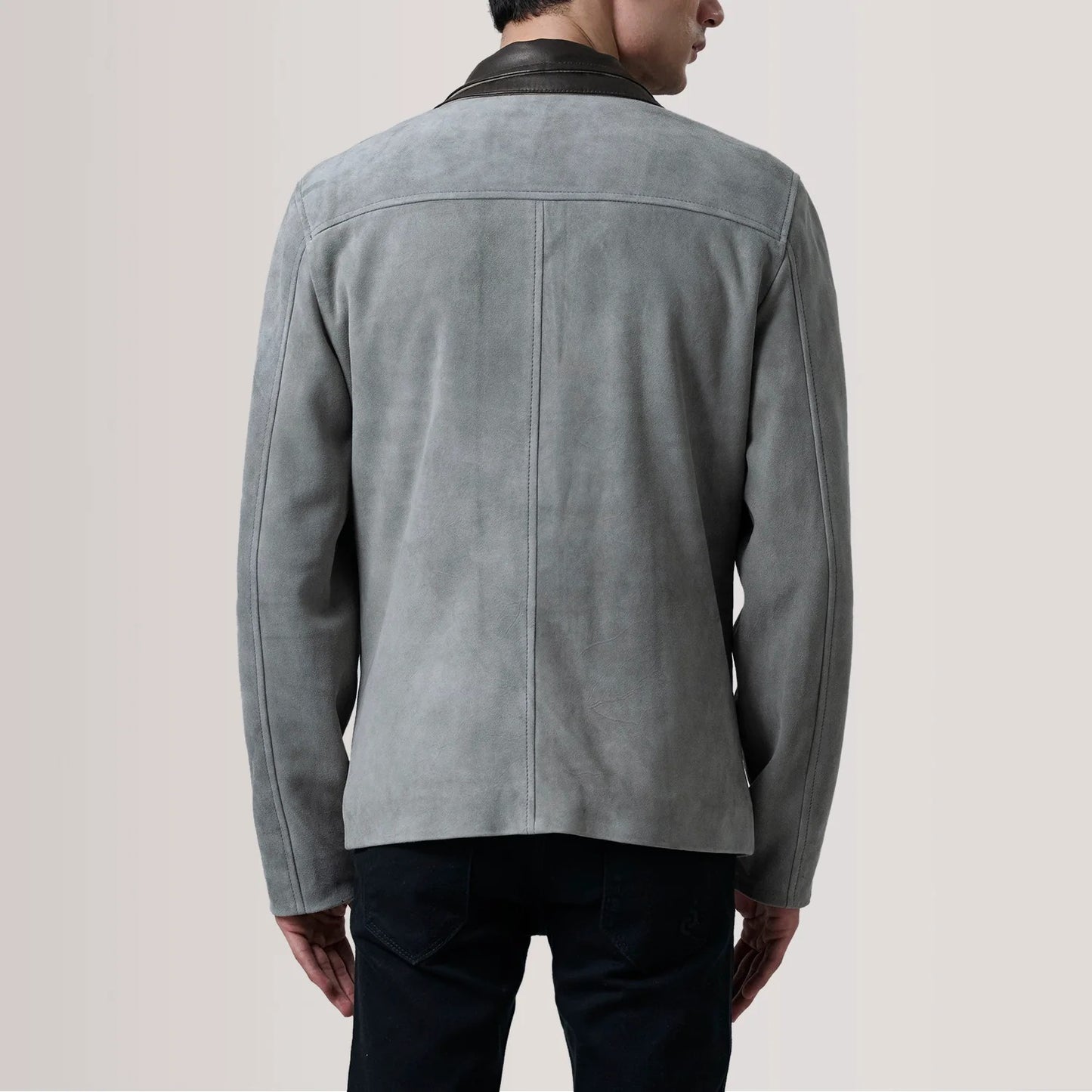 Grey Suede Cafe Racer Jacket Henrik Premium Goatskin Leather