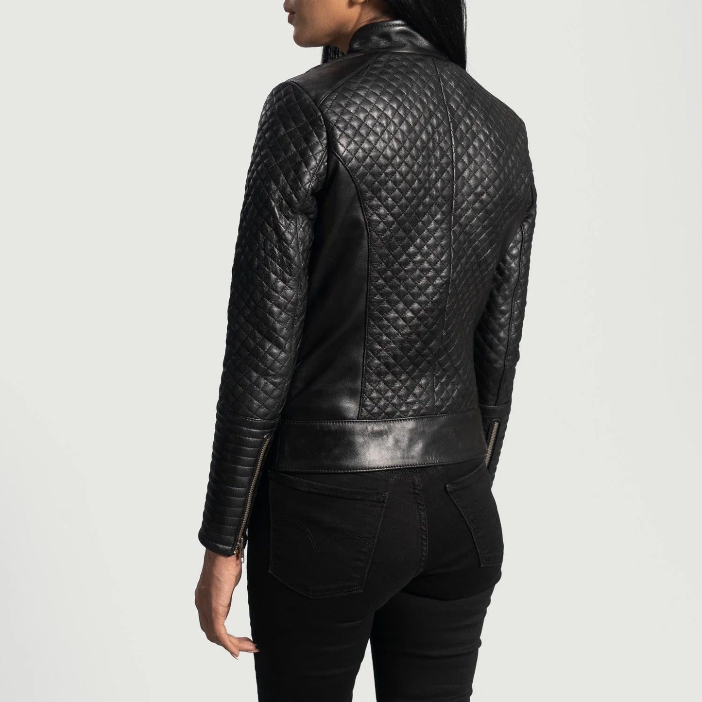Men's Black Biker Leather Jacket Premium Cityscape