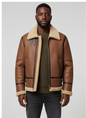 Brown Shearling Leather Bomber Jacket for Men | Warm & Stylish