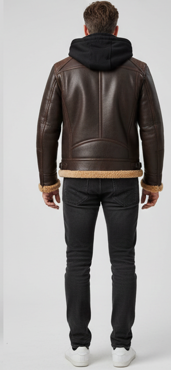 Brown B3 Aviator Sheepskin Leather Jacket for Men | Winter Wear