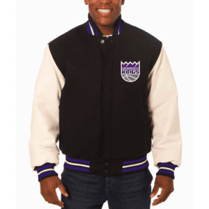 Sacramento Kings Domestic Black and White Varsity Jacket