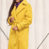Demi Moore the Substance 2024 Yellow Coat