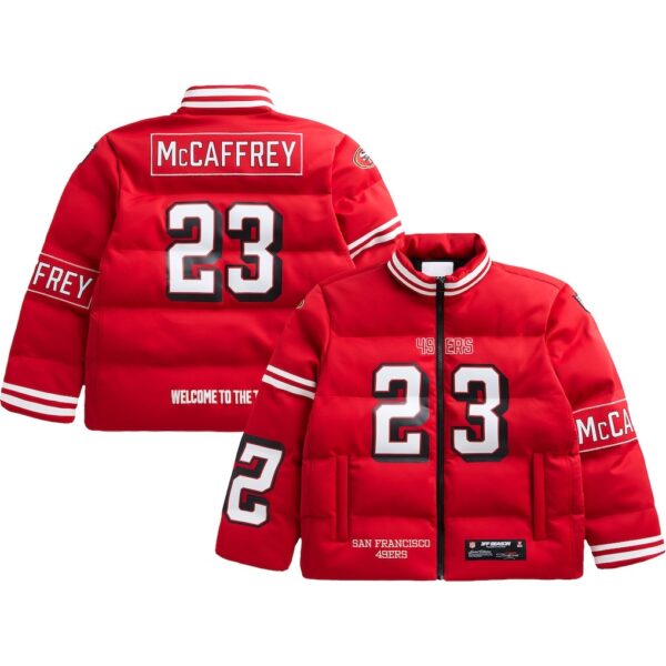 Unisex Christian McCaffrey Scarlet San Francisco 49ers off Pro Standard Puffer Jacket