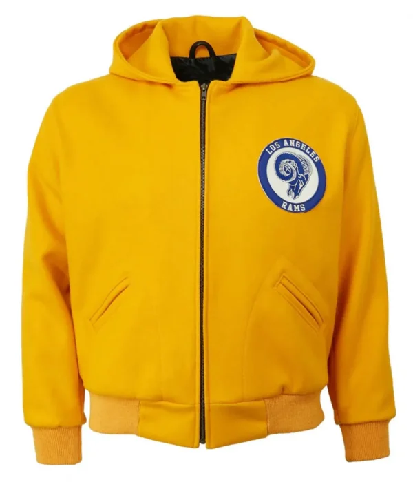 Hooded Los Angeles Rams 1950 Yellow Wool High Quality Jacket
