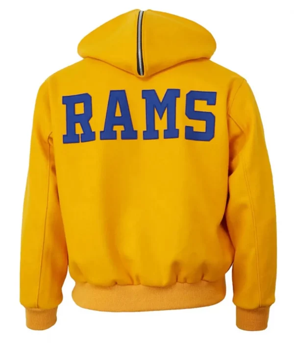 Hooded Los Angeles Rams 1950 Yellow Wool High Quality Jacket - Image 2
