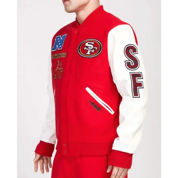 San Francisco 49ers Animal Patches Red Varisty Premium Jacket - Image 2