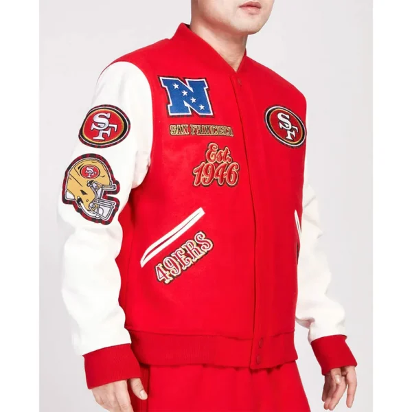 San Francisco 49ers Animal Patches Red Varisty Premium Jacket - Image 4