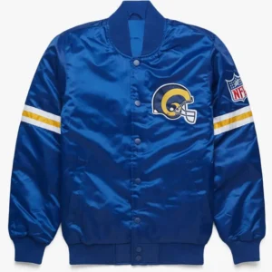 Los Angeles Rams Bomber Satin Royal Blue High Quality Jacket