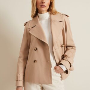 Lola Camel Cropped Trench Jacket